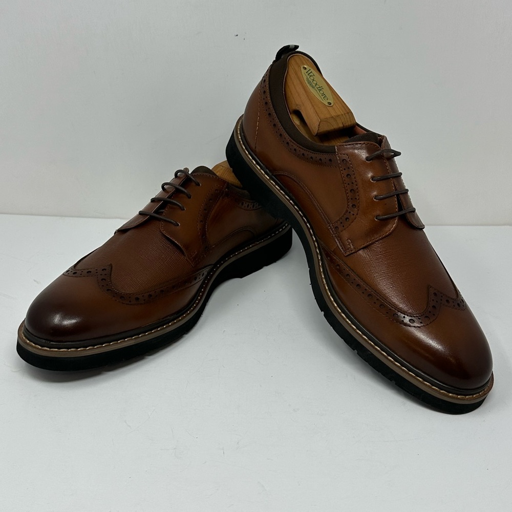 Moretti Gold Label Bertram Mens Sz 11 D Cognac Leather Wingtip Oxford Shoes W0